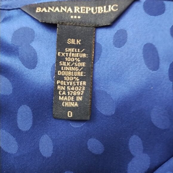 Banana Republic Blue Silk Polka Dot Dress Size 0/ XSmall - Picture 3 of 5